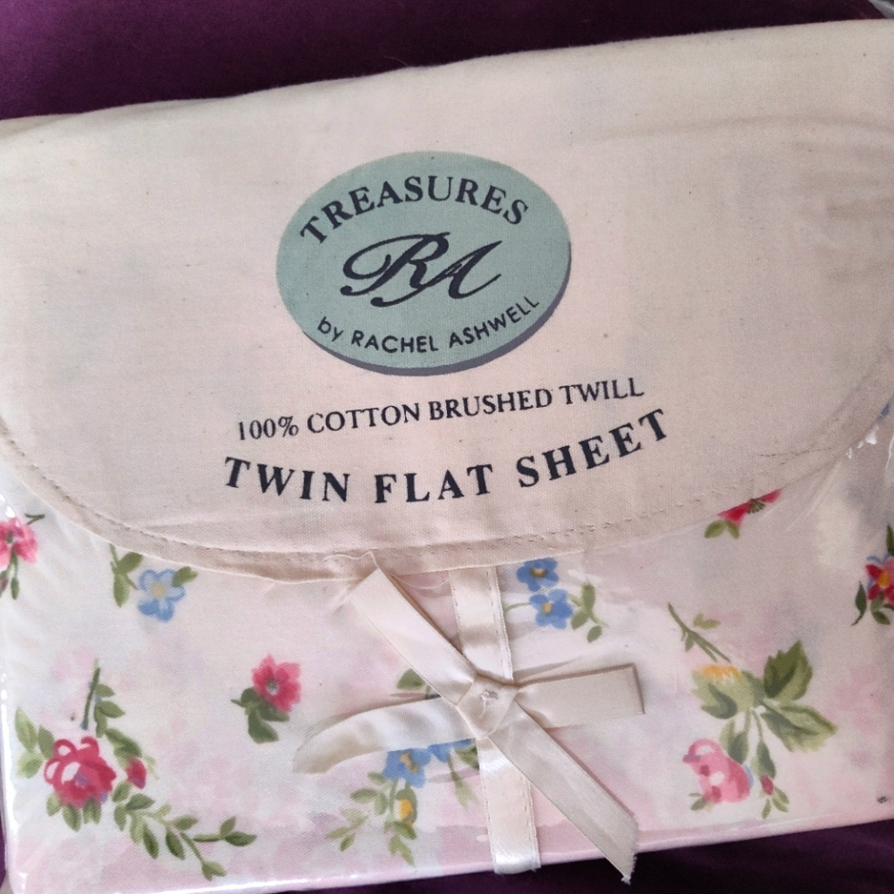 VTG Vintage Treasures by Rachel Ashwell Chelsea twin flat 100% cotton Twill New